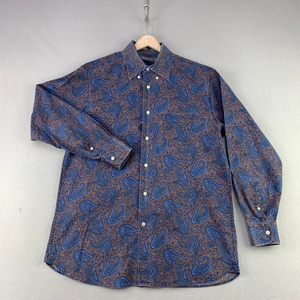 Vintage Daniel Cremieux Shirt Mens Medium Copper Paisley Long Sleeve Button Down